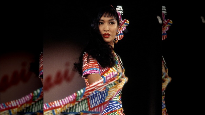 Anna Bayle modellerar på New York Fashion Week cirka 1992.