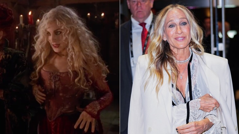 L: Sarah Jessica Parker på 1993-talet "Hokus Pokus". R: Sarah Jessica Parker 2026
