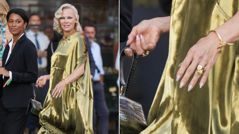 Pamela Andersons mjölkiga franska manikyr på Milanos modevecka