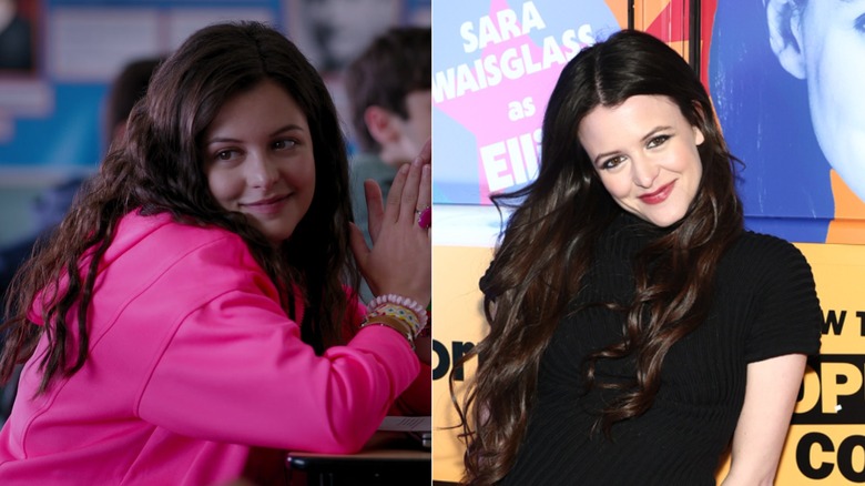 (L) Sara Waisglass som Maxine Baker i "Ginny och Georgia"; (R) Sara Waisglass på premiären av Tubi's "Hur man förlorar en popularitetstävling" år 2026
