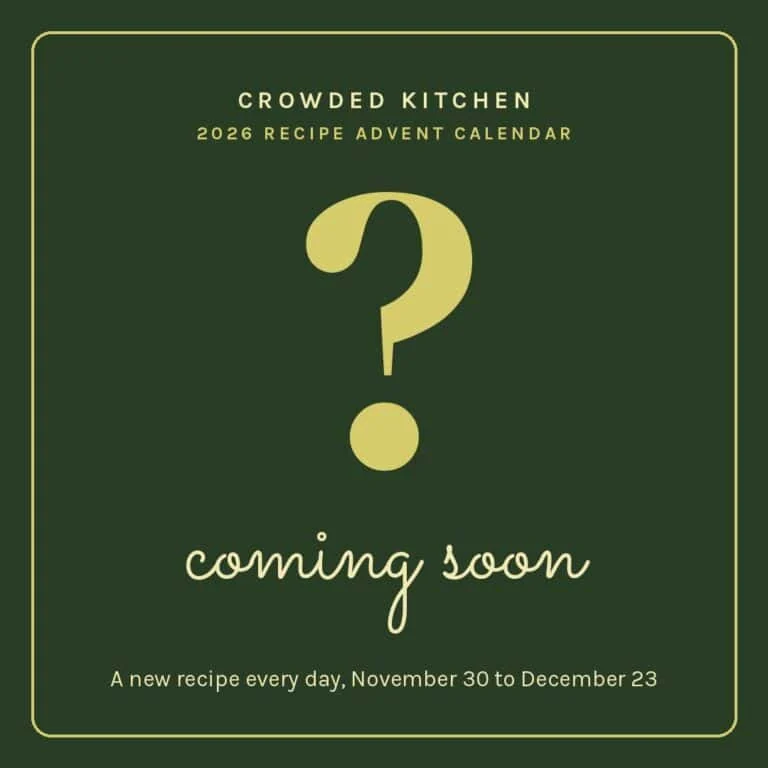 Mystery recept platshållare för dag 1 av Crowded Kitchen 2026 Recept adventskalender.